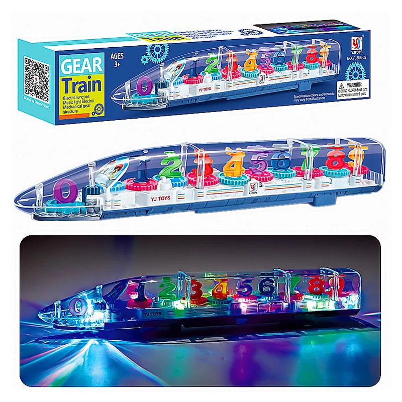 חשמלי שקוף גלגל אוניברסלי הליכה הרכבת אורות צבעוניים צעצועים מוזיקליים חג המולד לילדים מתנות מוקדם חינוך צעצוע