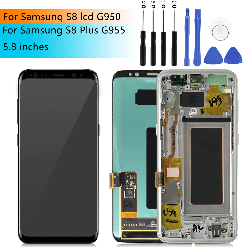 עבור Samsung Galaxy S8 lcd G950 להציג S8 בנוסף G955 עם מסך מגע דיגיטלית להרכבה עם מסגרת s8 החלפת תצוגה